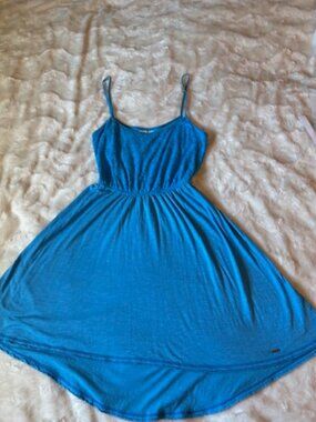 Hollister Old Town Blue Floral Lace Dress with Spaghetti Straps Ladies Size S